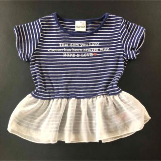 ベベ(BeBe)のチュニック べべ 半袖 女の子　夏服　SLAP SLIP  ボーダー(Tシャツ/カットソー)