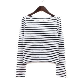 アングリッド(Ungrid)のアングリッド カットソー Tシャツ クルーネック ボーダー 長袖 F 白 黒(Tシャツ(長袖/七分))