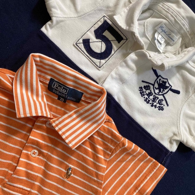 POLO RALPH LAUREN(ポロラルフローレン)のポロラルフローレン　半袖　ショートオール　ロンパース  ２点セット つなぎ　夏服 キッズ/ベビー/マタニティのベビー服(~85cm)(ロンパース)の商品写真