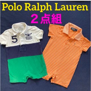 ポロラルフローレン(POLO RALPH LAUREN)のポロラルフローレン　半袖　ショートオール　ロンパース  ２点セット つなぎ　夏服(ロンパース)