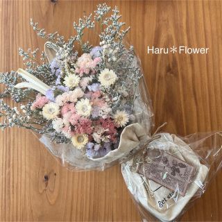 ♡新作♡オレンジ　ドライフラワー　フラワーバック　花束　スワッグ(ドライフラワー)