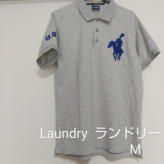 ランドリー(LAUNDRY)のlaundry ランドリー ポロシャツ M グレー 刺繍 メンズ(Tシャツ/カットソー(半袖/袖なし))