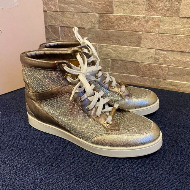 店内全品ポイント2倍!! 箱付き JIMMY CHOO ジミーチュウ ラメ スニーカー