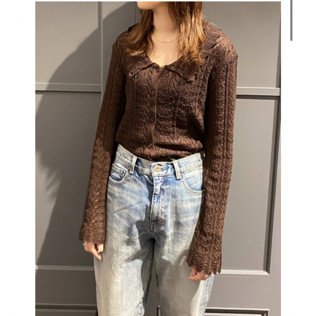 moussy(マウジー)のMOUSSY RUFFLE BUTTON UP ニット トップス レディースのトップス(ニット/セーター)の商品写真