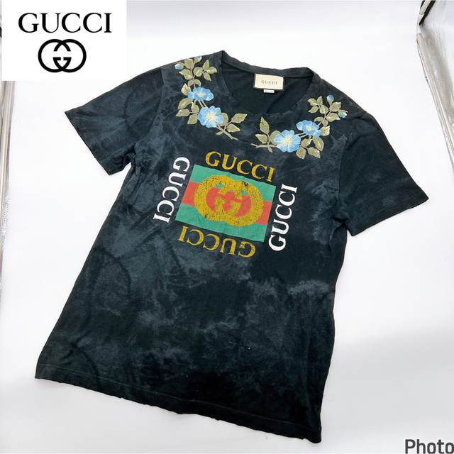 GUCCI 花柄 刺繍 Tシャツ トップス