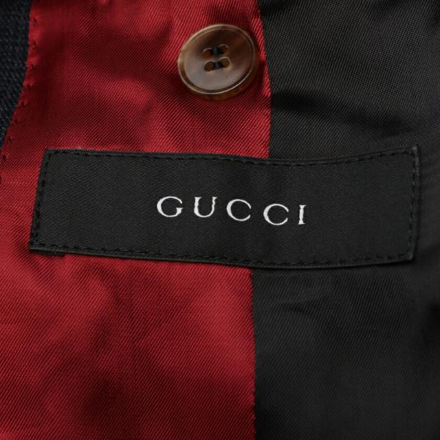 Gucci(グッチ)の 2Bジャケット スーツ チェック ウール ネイビー メンズのスーツ(セットアップ)の商品写真