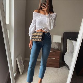 ザラ(ZARA)のZARA cropped ザラ クロップド シャーリング トップス(シャツ/ブラウス(長袖/七分))