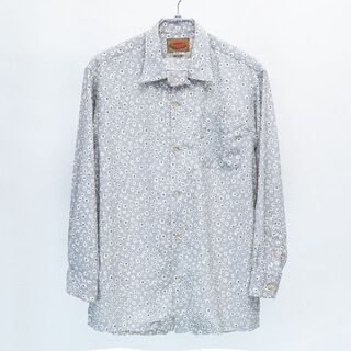 【良品】BAZOO  総柄 花柄 小紋 オープンカラーシャツ(シャツ)