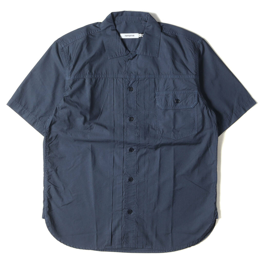 NONNATIVE ノンネイティブ シャツ サイズ:1 1stタイプ トラッカー バックサテン 半袖シャツ TRUCKER S/S SHIRT COTTON BACK SATIN OVERDYED / NN-S4115 22SS インディゴ トップス カジュアルシャツ 【メンズ】