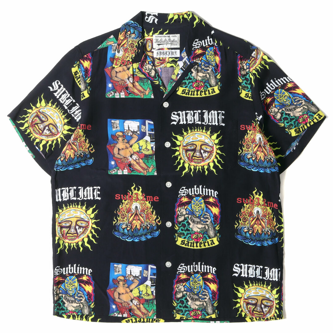 WACKO MARIA ワコマリア シャツ サイズ:S SUBLIME レーヨン ハワイアンシャツ アロハシャツ SS HAWAIIAN SHIRT 20SS ブラック トップス カットソー カジュアル ブランド ストリート【メンズ】【美品】【K3733】