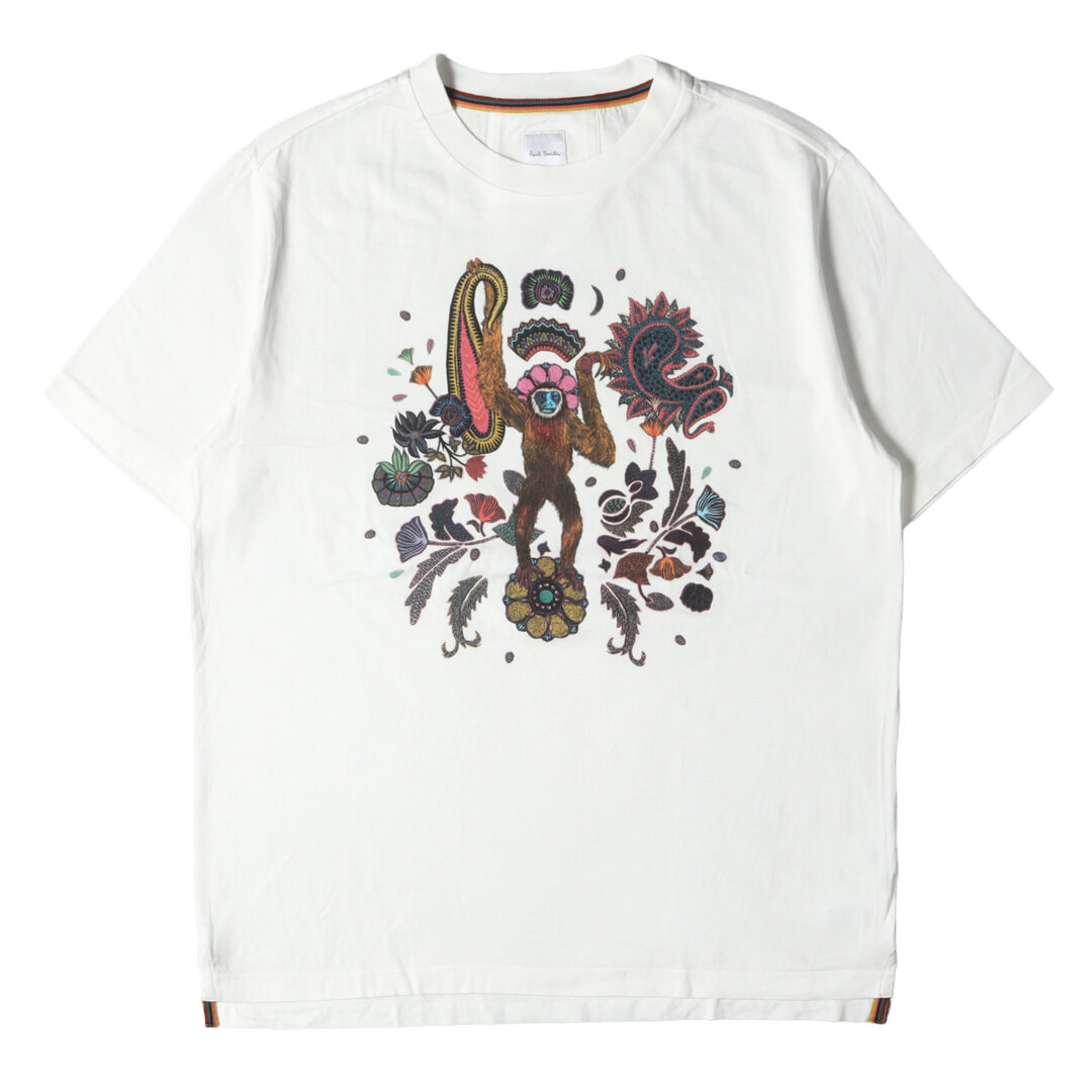 Paul Smith ポールスミス Tシャツ サイズ:L ペイズリー フローラル モンキー プリント クルーネックTシャツ 273507 697P ホワイト 白 日本製 ブランド トップス カットソー 半袖 【メンズ】