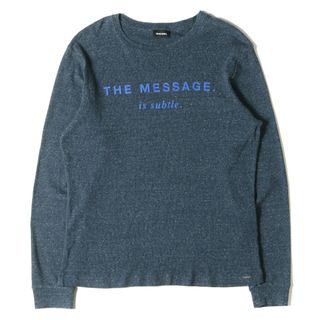 ディーゼル(DIESEL)のDIESEL ディーゼル Tシャツ サイズ:S ネップ混 リブ編み ロゴ プリント ストレッチ コットン ロングスリーブ 長袖 ロンT ネイビー S トップス カットソー カジュアル ブランド【メンズ】【中古】【K3733】(Tシャツ/カットソー(七分/長袖))