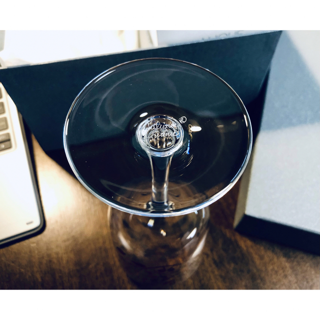 R Lalique  ラリック 金彩リーブ　ワイン グラス　ペア エンタメ/ホビーの美術品/アンティーク(ガラス)の商品写真