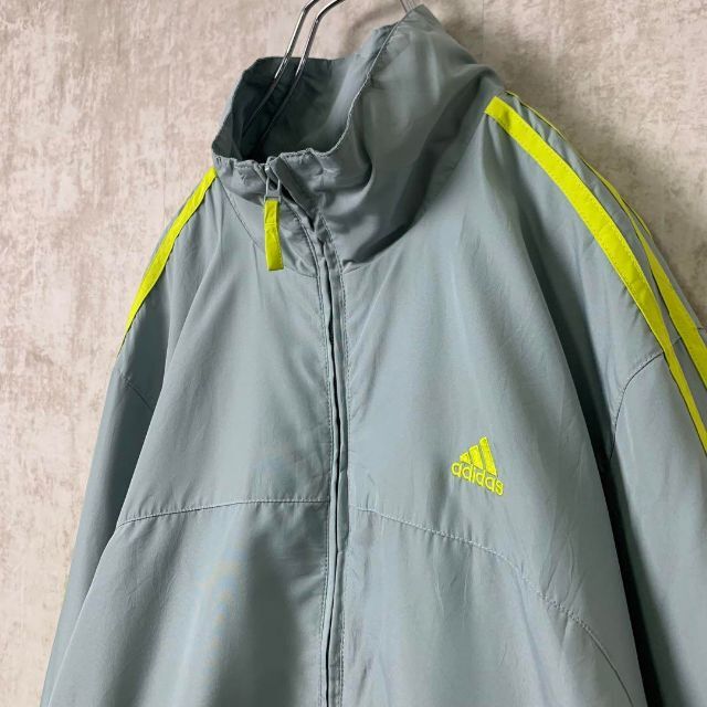 adidas - アディダス 古着 ワンポイント 袖ラインイエロー ナイロン