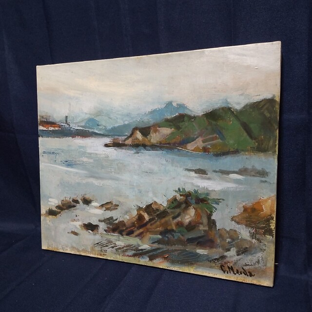 買取 京都 - 283 絵画 油彩 油絵 風景画 作者不明 額装 額縁付き