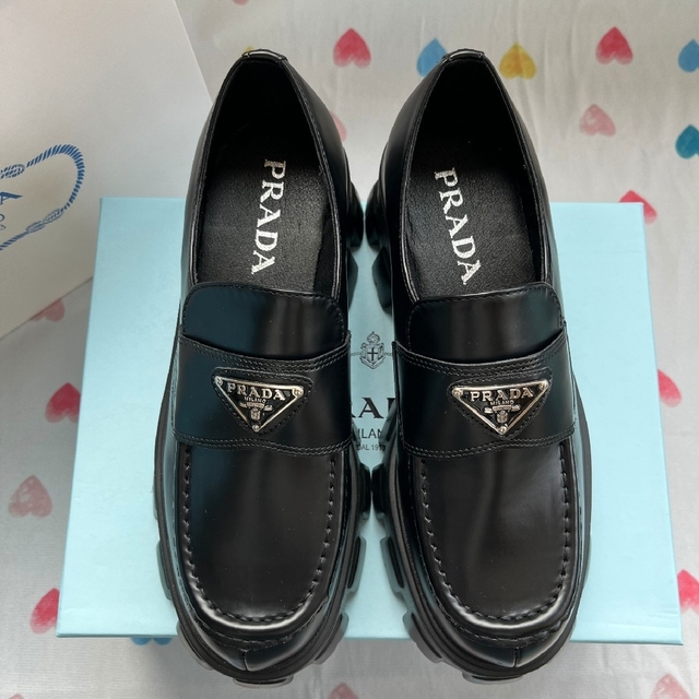 超歓迎 PRADA 靴 ローファー 厚底 モノリス 箱袋付き