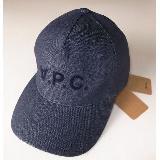 B1721/ A.P.C. ロゴ キャップ コットン キャンバス ネイビー