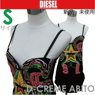【新品】 S ディーゼル Diesel ロゴ ドレス ワンピース 黒