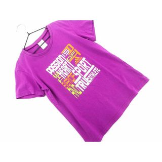 アディダス(adidas)のadidas アディダス プリント Tシャツ sizeM/紫 ■◆ レディース(Tシャツ(半袖/袖なし))