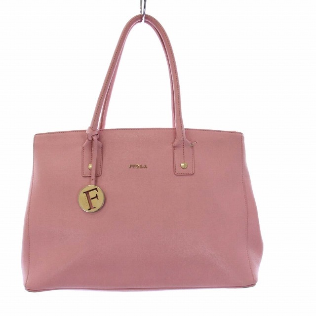 フルラ FURLA トートバッグ ハンドバッグ レザー ロゴチャーム ピンク