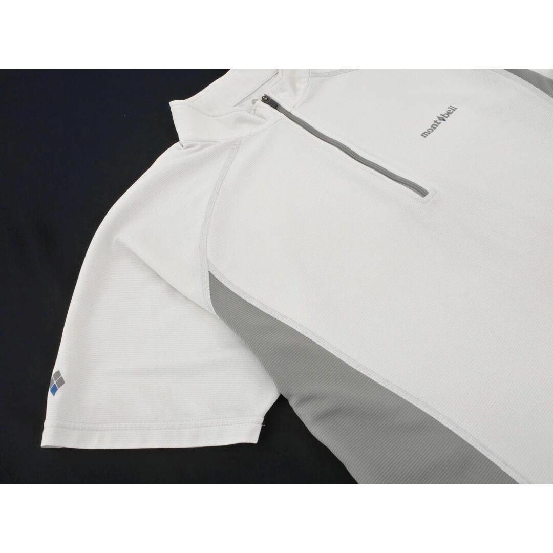 mont bell(モンベル)のモンベル 1104928 クール ハーフスリーブ ジップ シャツ カットソー sizeL/白ｘグレー ■◆ メンズ メンズのトップス(Tシャツ/カットソー(七分/長袖))の商品写真