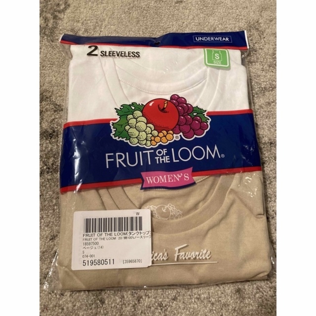 FRUIT OF THE LOOM(フルーツオブザルーム)のフルーツオブザルームタンクトップ2枚セットベージュホワイト新品S レディースのトップス(タンクトップ)の商品写真