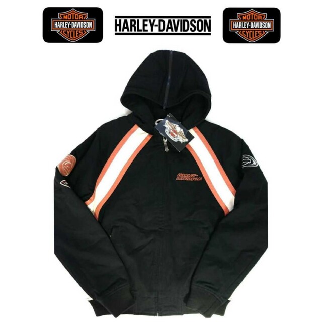 Harley Davidson - ハーレーダビッドソン ビンテージ 高級パッチ刺繍コットンフーデッドライダースM