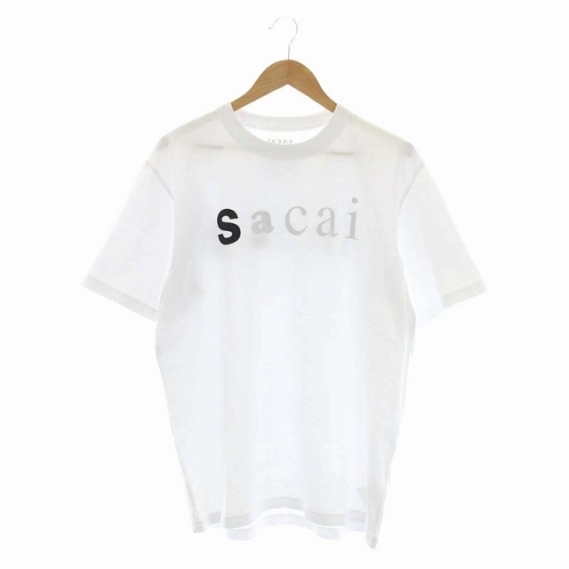 サカイ 22SS ロゴプリントTシャツ カットソー 半袖 5 白 黒-
