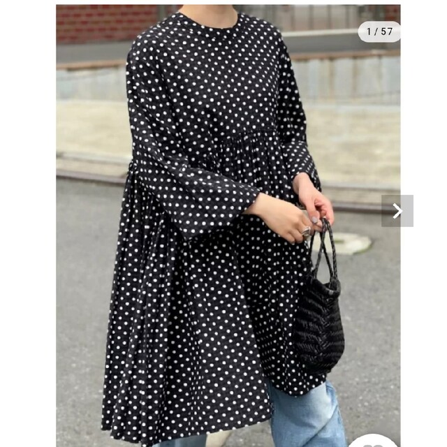 ハンドメイド 新品タグ付き BEARDSLEY ドットギャザーチュニック