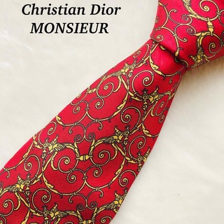 クリスチャンディオール(Christian Dior)の大特価！クリスチャンディオール ネクタイ レッド　イタリア製(ネクタイ)