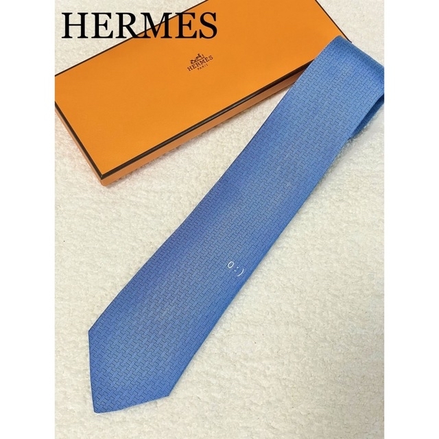 極美品　HERMES エルメス　ネクタイ　オレンジ　シルク