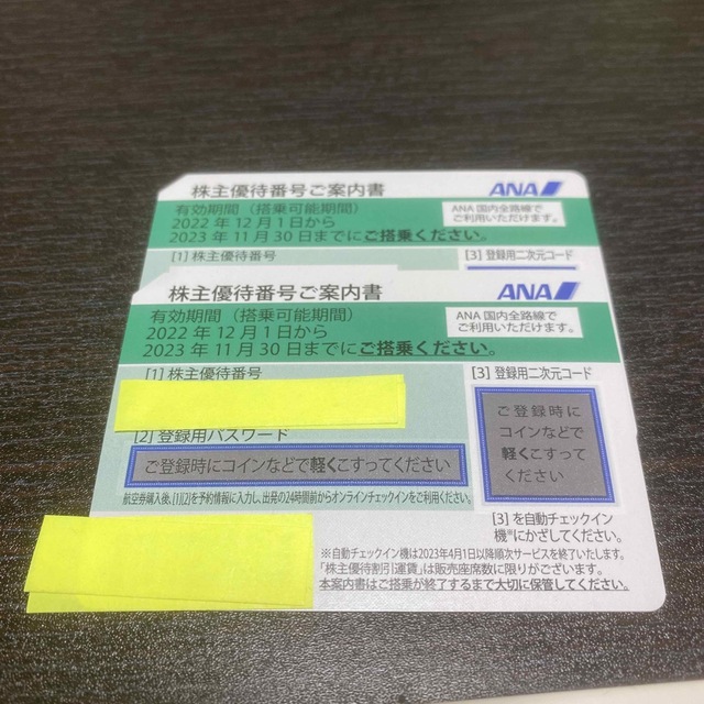ANA(全日本空輸)(エーエヌエー(ゼンニッポンクウユ))のANA株式主優待券 チケットの乗車券/交通券(航空券)の商品写真