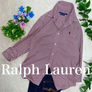 ポロラルフローレン(POLO RALPH LAUREN)のRalph Lauren  長袖シャツ　M位　ストライプ　ワインレッド×白(シャツ/ブラウス(長袖/七分))