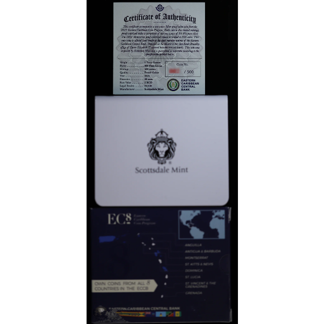 カリブ海 2022 - モントセラト ウミガメ 1オンス銀貨 500枚発行 エンタメ/ホビーの美術品/アンティーク(貨幣)の商品写真