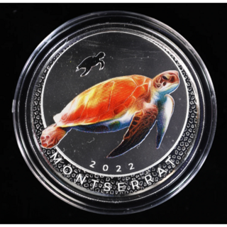 カリブ海 2022 - モントセラト ウミガメ 1オンス銀貨 500枚発行(貨幣)