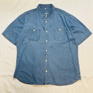 新品デニムシャツ半袖シャツダンガリーシャツ Lサイズ 1点のみ 送料無料オススメ(シャツ)