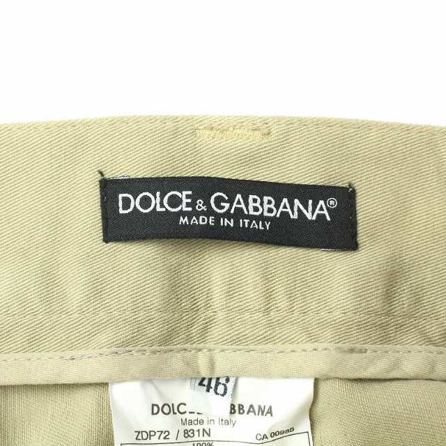 DOLCE&GABBANA(ドルチェアンドガッバーナ)のDOLCE&GABBANA チノパンツ ストレート 革ラベル 46 M ベージュ メンズのパンツ(チノパン)の商品写真