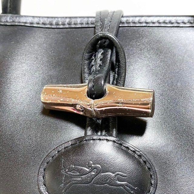 LONGCHAMP(ロンシャン)のロンシャン ハンドバッグ レザー ブラック 中古ABランク LONGCHAMP レディースのバッグ(ハンドバッグ)の商品写真