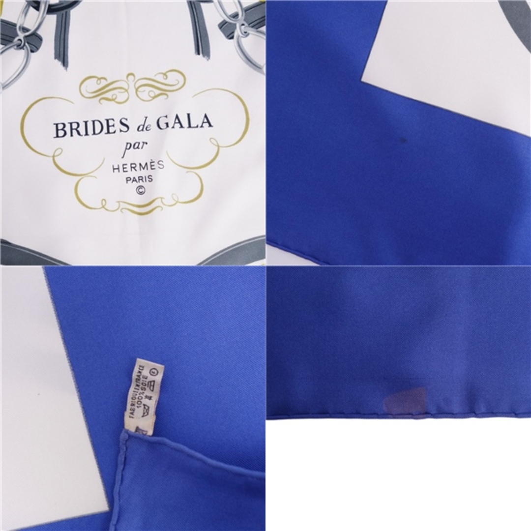 エルメス HERMES スカーフ カレ90 BRIDES de GALA (ブリッドドゥガラ) シルク レディース ブルー