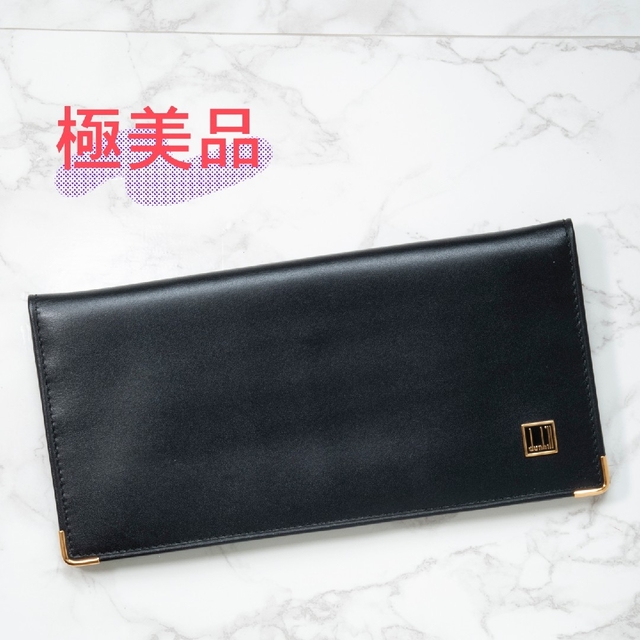 極美品】dunhill(ダンヒル) ロゴプレート ゴールド金具 レザー 長財布-