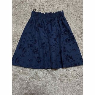 ★美品♪花柄のフレアースカート ネイビー Lサイズ★