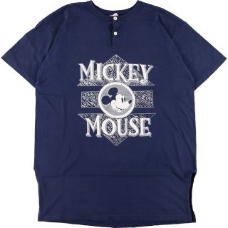 古着 90年代 THE DISNEY STORE MICKEY MOUSE ミッキーマウス 両面プリント ヘンリーネック キャラクタープリントTシャツ USA製 メンズXXL ヴィンテージ /eaa338346(Tシャツ/カットソー(半袖/袖なし))