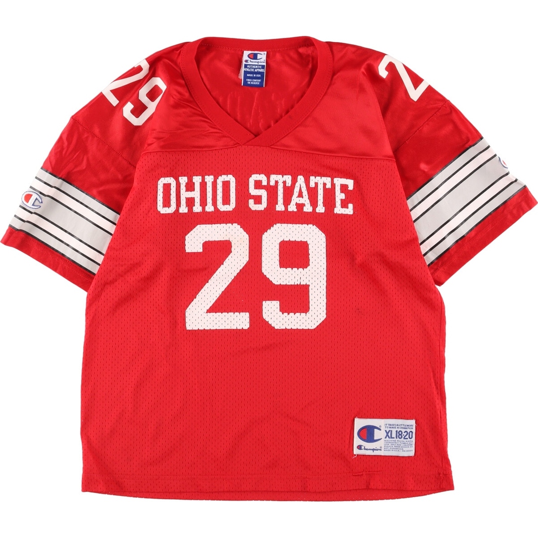 90年代 チャンピオン Champion AUTHENTIC ATHLETIC APPAREL OHIO STATE オハイオ州立大学 ナンバリング ゲームシャツ フットボールシャツ USA製 メンズL ヴィンテージ /eaa338138