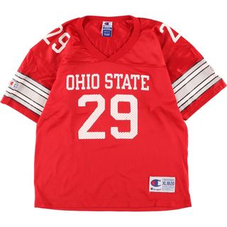 チャンピオン(Champion)の古着 90年代 チャンピオン Champion AUTHENTIC ATHLETIC APPAREL OHIO STATE オハイオ州立大学 ナンバリング ゲームシャツ フットボールシャツ USA製 メンズL ヴィンテージ /eaa338138(Tシャツ/カットソー(半袖/袖なし))