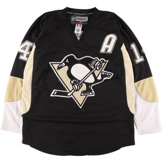 リーボック(Reebok)の古着 リーボック Reebok NHL PITTSBURGH PENGUINS ピッツバーグペンギンズ ナンバリング ゲームシャツ ホッケーシャツ カナダ製 メンズL /eaa338144(Tシャツ/カットソー(半袖/袖なし))