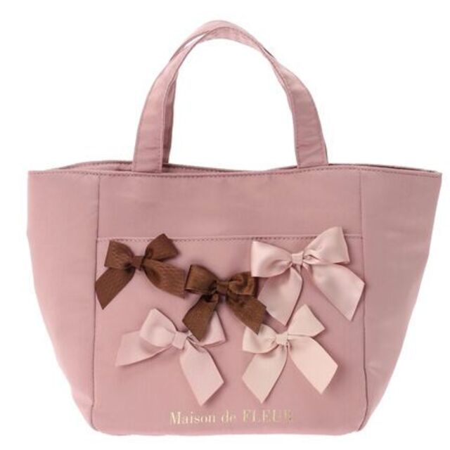 Maison de FLEUR(メゾンドフルール)のChocolatリボントートバッグ　ピンク レディースのバッグ(トートバッグ)の商品写真