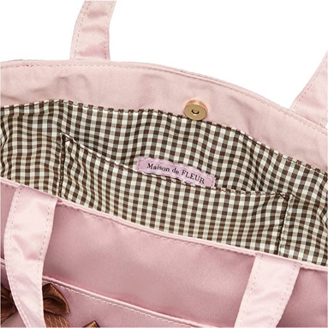 Maison de FLEUR(メゾンドフルール)のChocolatリボントートバッグ　ピンク レディースのバッグ(トートバッグ)の商品写真