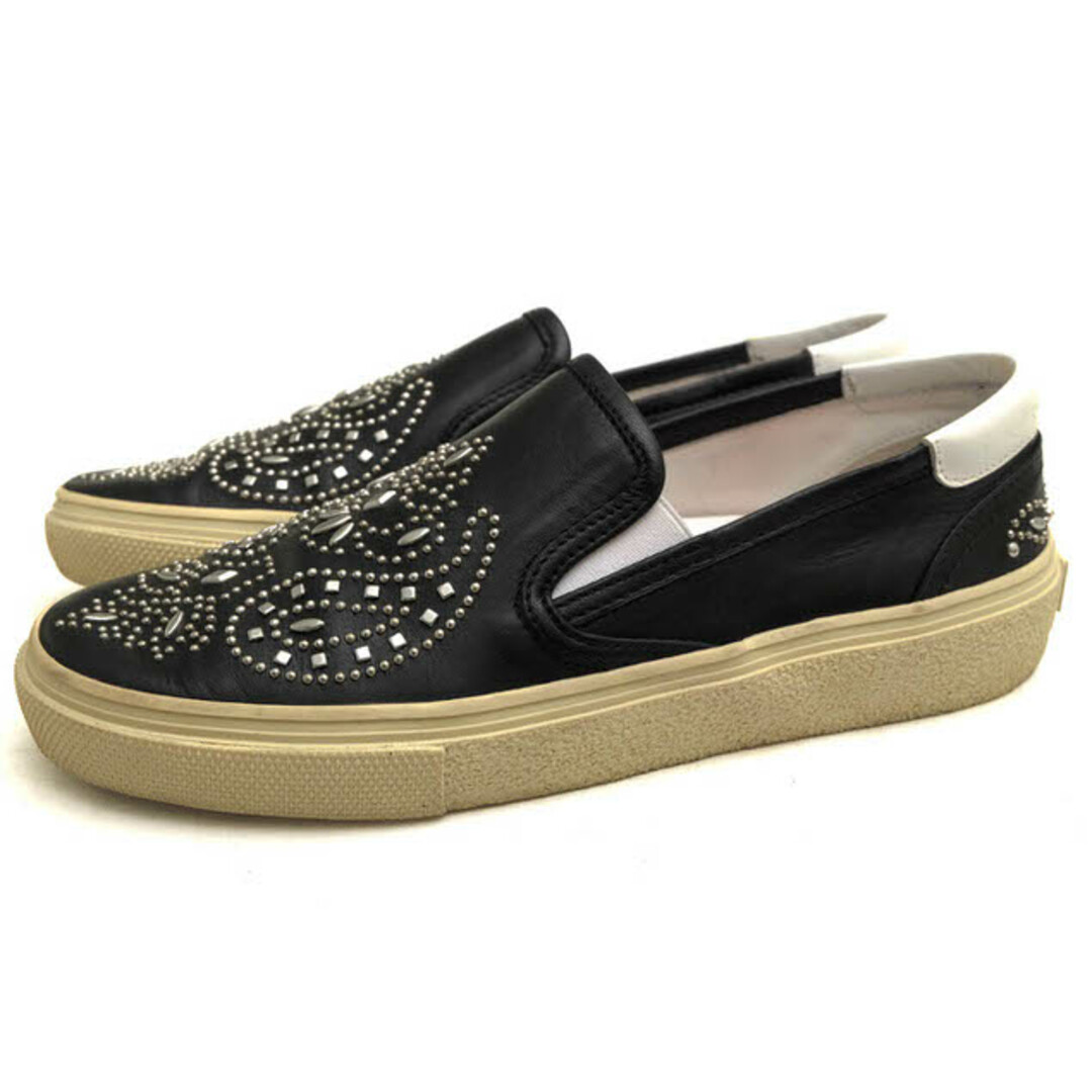 サンローラン／YVES SAINT LAURENT シューズ 靴 レディース 女性 女性用レザー 革 本革 ブラック 黒 376565 CYU00  Skate Bandana Studded Leather Sneakers スリッポン スタッズ | フリマアプリ ラクマ