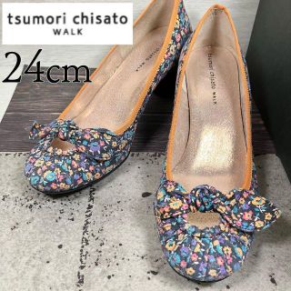 ツモリチサト(TSUMORI CHISATO)の【美品】tsumorichisato ツモリチサト 24 花柄 リボン パンプス(ハイヒール/パンプス)