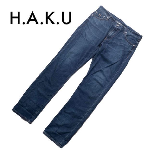 ハク haku ジーンズ デニムパンツ ブルー 33インチ ストレッチ 古着 綿 メンズのパンツ(デニム/ジーンズ)の商品写真